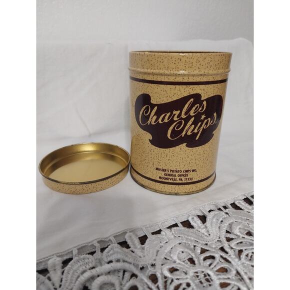 Vintage Charles Chips Sample Mini Potato Chip Tin Can Collectors Edition 4.75" - Picture 4 of 5